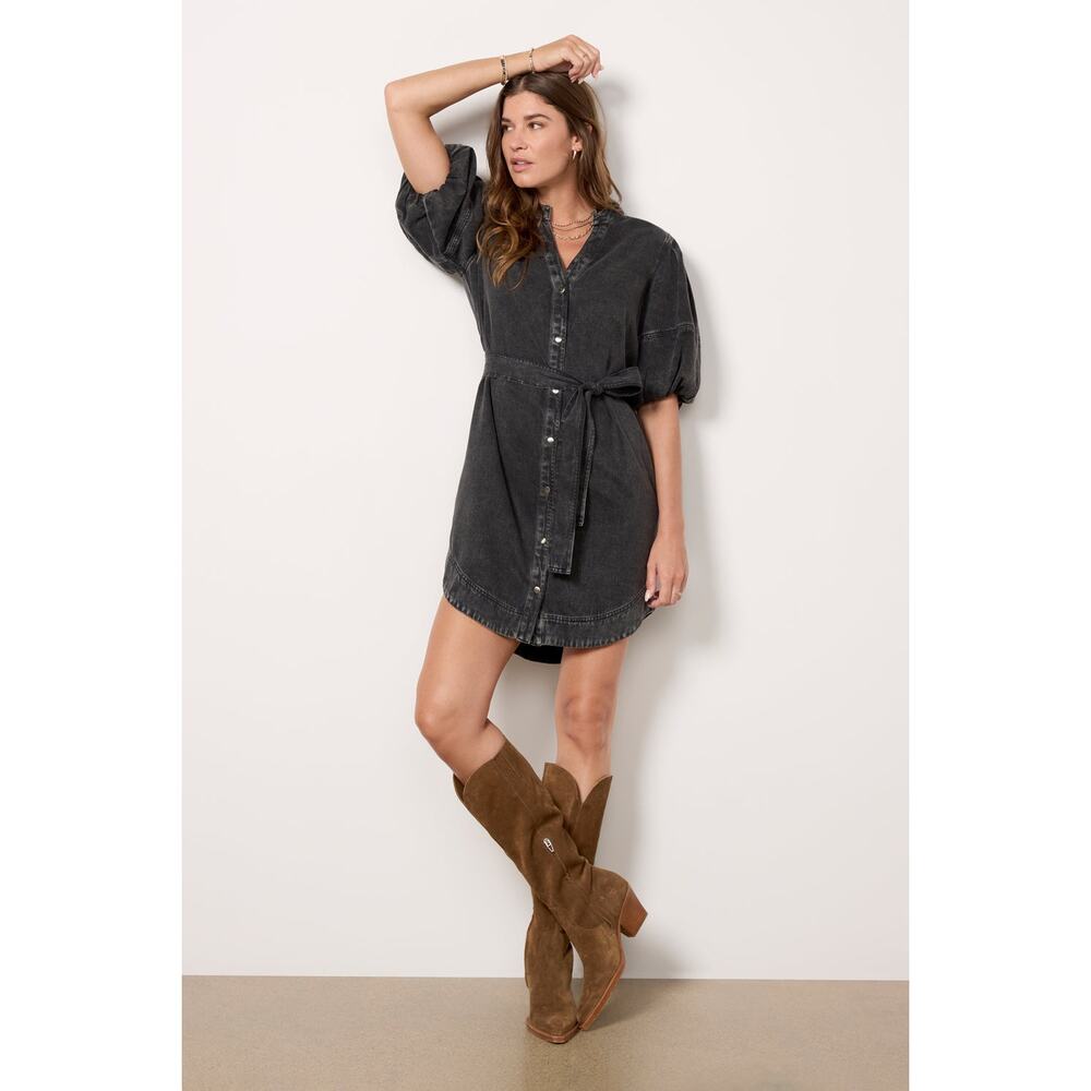 Rails Kingsley Mini Dress in Faded Black Denim M